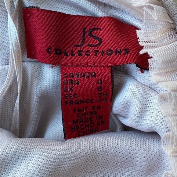 Js Collections Blush Pleated Mesh Halter FL Gown 4 - Picture 6 of 9